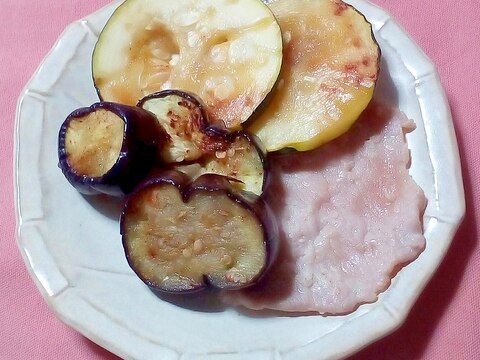 豚肉の塩麹焼きとズッキーニと茄子ソテー